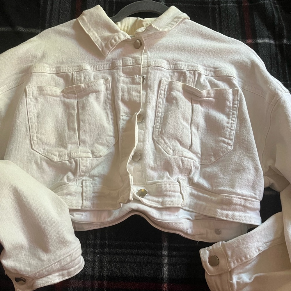 Fashion Nova Cream Denim Jacket